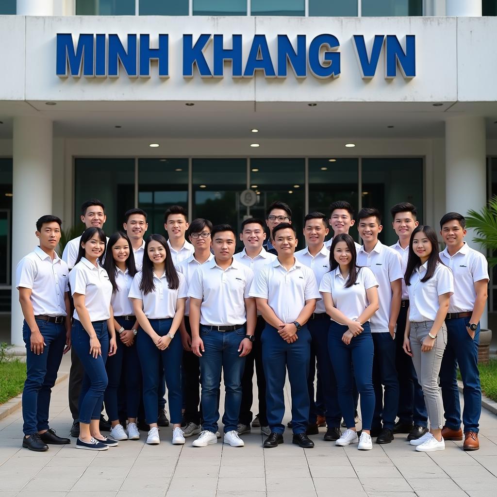 Đội ngũ kỹ sư và công nhân lành nghề của Công ty Minh Khang VN, một hội viên Hội Doanh nhân Trẻ Bình Dương.