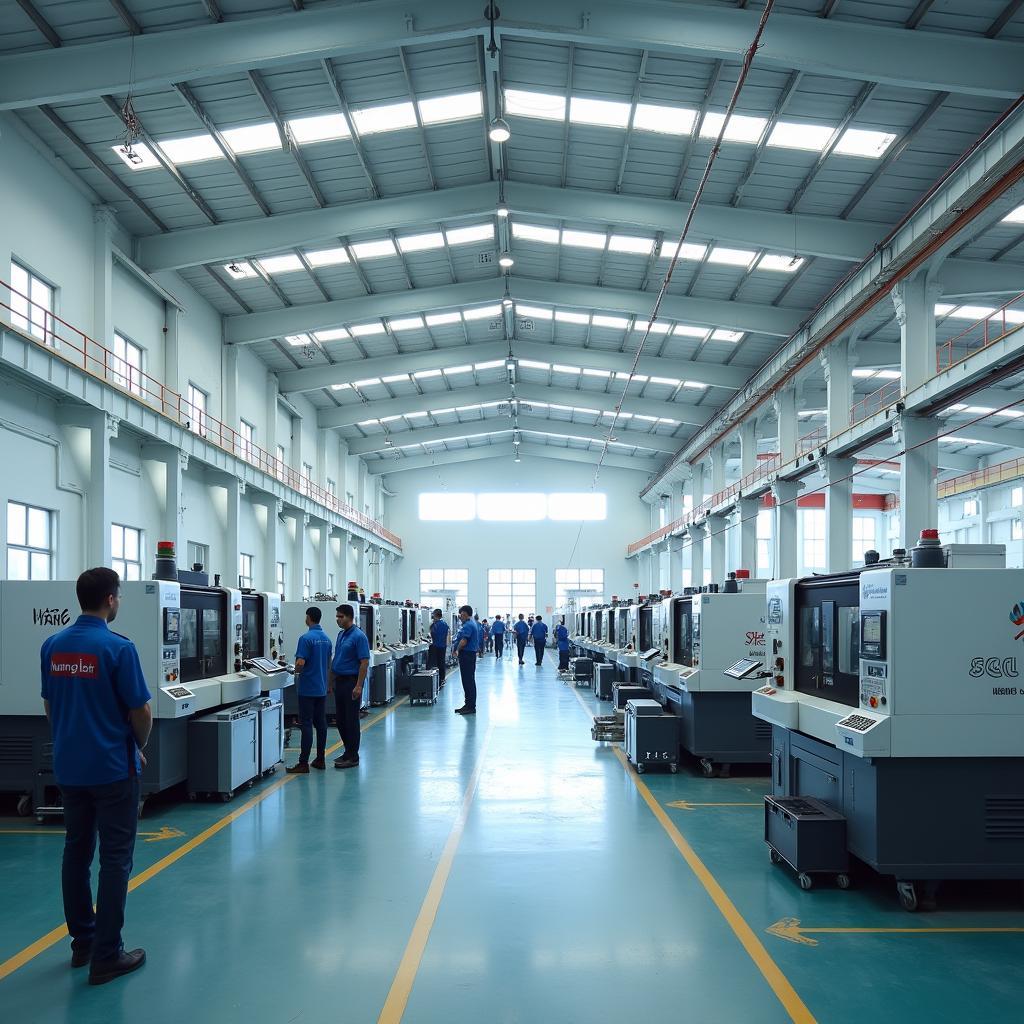 Toàn cảnh không gian nhà xưởng hiện đại của Công ty Thiết bị Công nghiệp Hùng Phát tại thành phố Tân Uyên, Bình Dương.