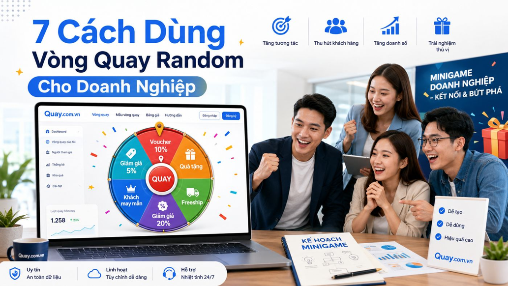 Vòng quay random có thể được dùng cho nhiều kịch bản minigame doanh nghiệp.